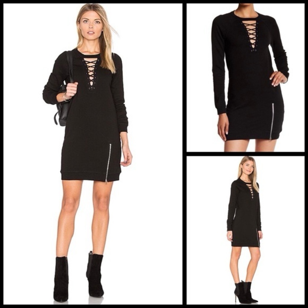 PAM & GELA NWT ‘Choker Lace-Up Sweater Dress’ Black Size Medium
